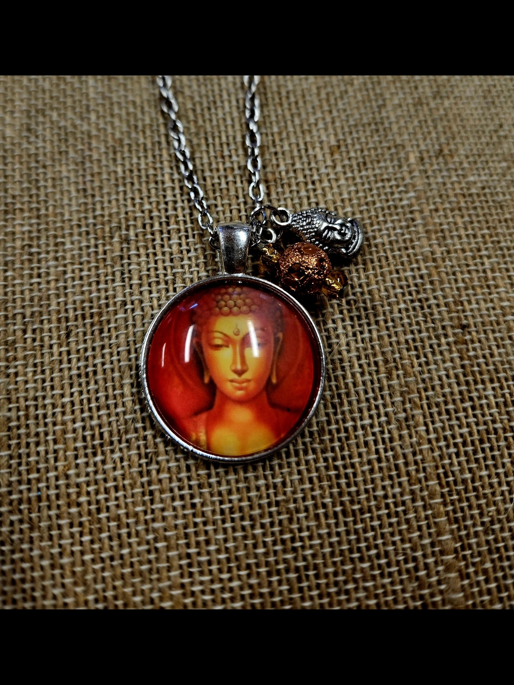 Buddha Pendant Necklace with Silver Chain And Charms